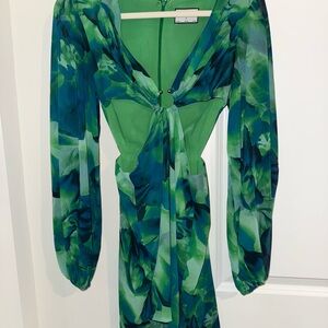 Elegant Green Floral Dress